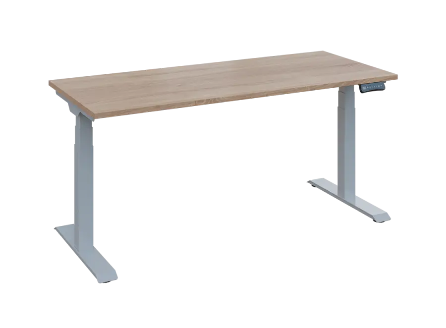 Fleximax 27-16 výškově nastavitelný stůl, kovová podnož stříbrná, deska 25 mm, široký 1600 mm, dub bardolino